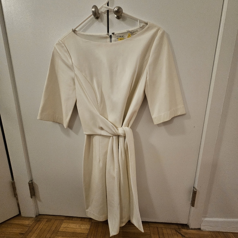 Alice & Olivia Cream Leather Dresa